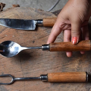 Handcrafted Viking Cutlery Set With Wooden Handle Best Gift For Anniversary, New year, Hen party Etc.