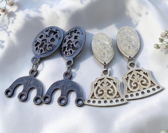 Broche de latón vintage para capa – Broche para chal de estilo medieval, cierre para bufanda étnica, hecho a mano.