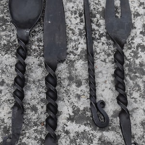 Hand Forged Cutlery With Food Stick