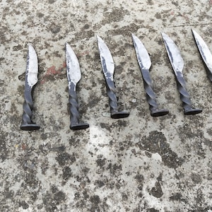 Set of 5 Hand forged-railroad Spike Knife with Twisted Handle