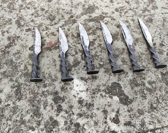 Set of 5 Hand forged-railroad Spike Knife with Twisted Handle