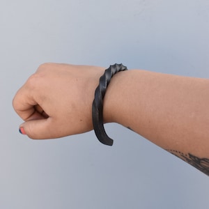 Hand Forged Medieval Twisted Iron Viking or Celtic Bracelet/bangle with Anti-Rust Finish. Best Gift For Men/Women.