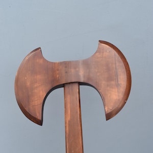 Handcrafted Medieval Wooden Double Axe | Viking Decor & Cosplay Prop