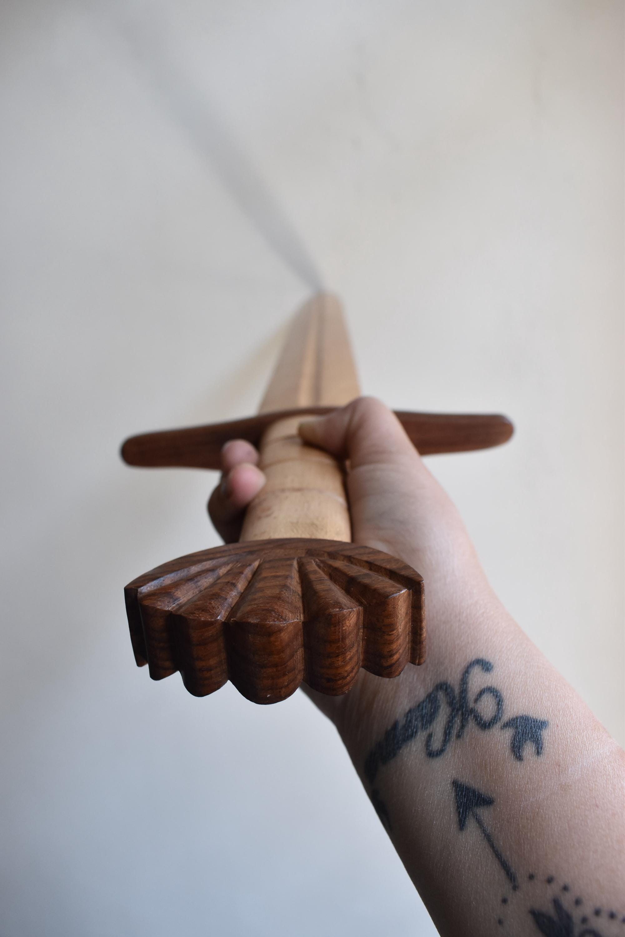 Hand-crafted Wooden Knight Sword — Decorative Art Object & Cosplay