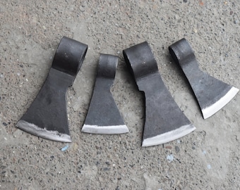 Hand-Forged Viking Axe Head Replica Set of 4 – Decorative Medieval Collectible