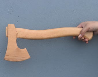 Handcrafted Wooden Training Practice Axe. Medieval Inspired Replica Practice Costume Cosplay Axe.
