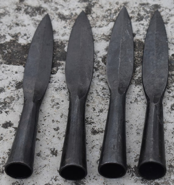 Hand-forged Spearhead Replica – Medieval Metal Art Collectible, Set of 2 Hand-forged Spearhead Replica – Medieval Metal Art Collectible, Set of 2