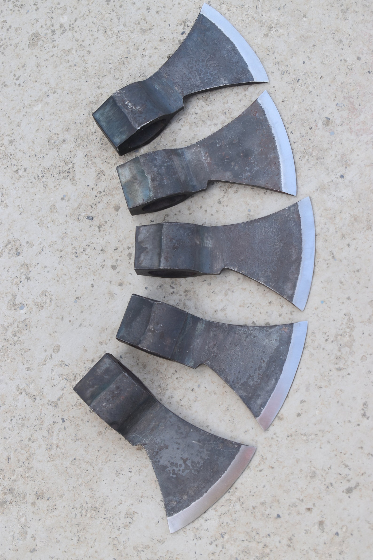Set of 5 Hand-forged Decorative Axe Heads – Medieval-style Viking Craft ...