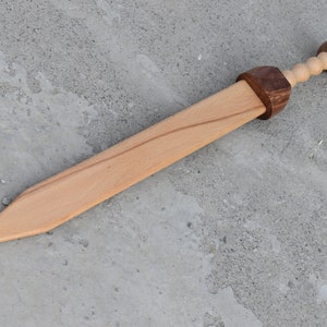 Hand-crafted Wooden Roman Gladius  practice training sword. Medieval Inspired Replica Practice Costume Cosplay Sword.