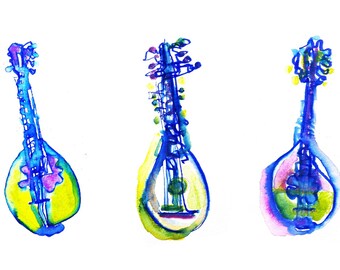 Blue Lutes Trio - Giclée Print (A4/A3)