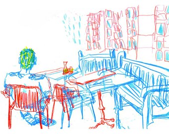 Man sitting at the pub - Giclée Print (A4)