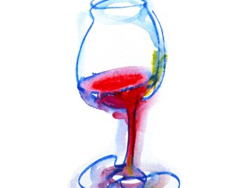 Red Wine Glass - Giclée Print (A5)