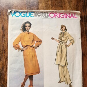 Vogue 1708 Nina Ricci Sewing Pattern, Paris Fashion Sewing, Womens Tunic Pattern, Skirt Pattern, Womens Pants Pattern *Size 12* UNCUT 1977