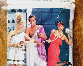 Butterick 4199 Adult Halloween Costume, Adult Fancy Dress Pattern, 50s Flapper Costume Pattern, Toga Costume, Greek God Pattern UNCUT (1989)