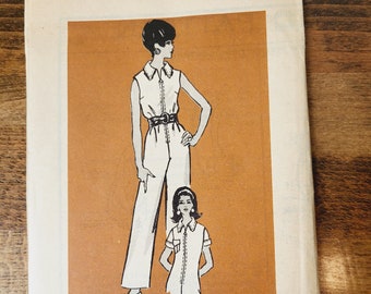 Mail Order Pattern 4646 Womens Jumpsuit Pattern, Short Sleeve Jumpsuit, Sleeveless Jumpsuit, 70s Jumpsuit *Size 14, B36", W27"*  UNCUT 1970