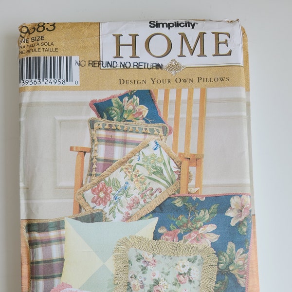 Simplicity Home 9683 Pillows Sewing Pattern, Home Decor Sewing Pattern, Neck Roll Pillow Pattern, Hear Pillow Pattern, UNCUT Pattern (2001)