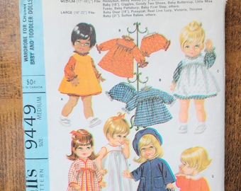 McCall's 9449 17" Doll Clothes Pattern, 18.5" Doll Clothes Pattern, Vintage Doll Clothes Pattern, Betsy Wetsy Doll Clothes Pattern, Cut 1968
