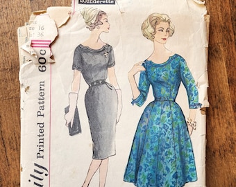 Vintage Simplicity 3191 Womens Dress Pattern, 60s Dress Pattern, 60s Party Dress Pattern, Ladies Slim Dress Pattern *Size 16, Bust 36"*