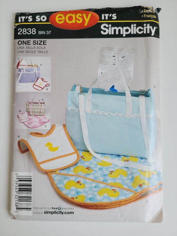 Simplicity 2838 Diaper Bag Pattern Bib Pattern Blanket Pattern