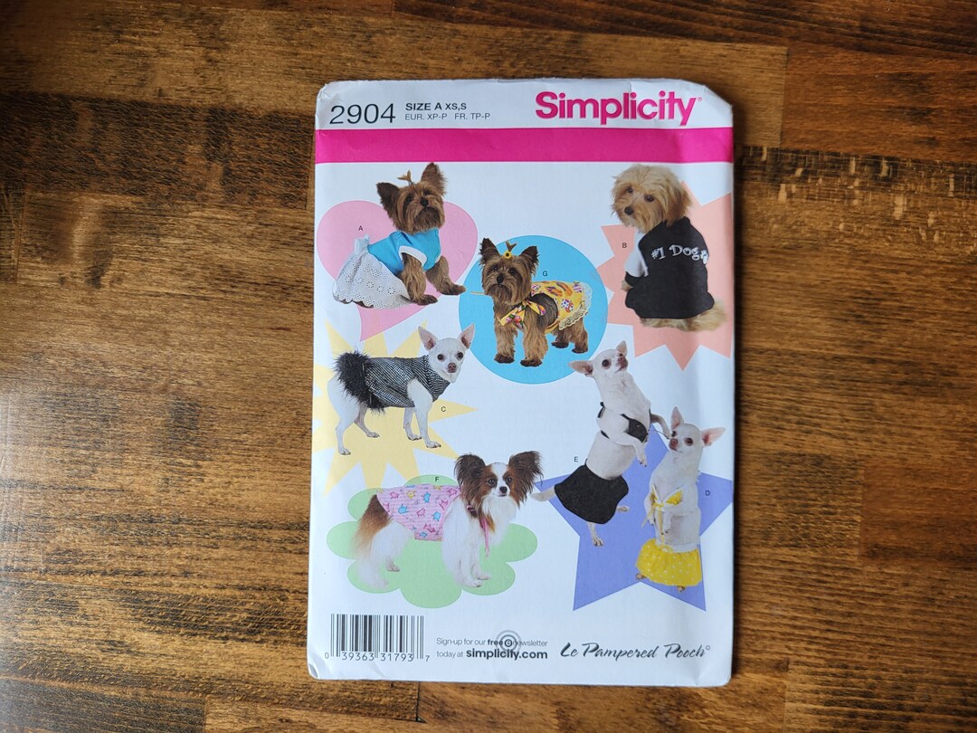 Simplicity 2904 Small Dog Clothing Sewing Pattern, Dog Swimsuit Pattern