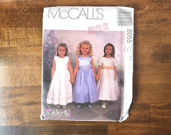 McCall’s 2055 Girls Dress Pattern, Flower Girl Dress Pattern, Communion Dress Pattern, Girls Party Dress Pattern *Size 3-5 & 6-8* UNCUT