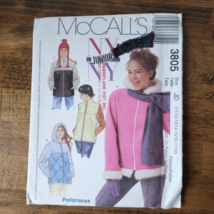 McCall’s 3805 Child Jacket Pattern, Teen Jacket Pattern, Child Vest Pattern, Teen Vest Pattern, Sewing for Teens *Size  Child 11/12 -17/18*