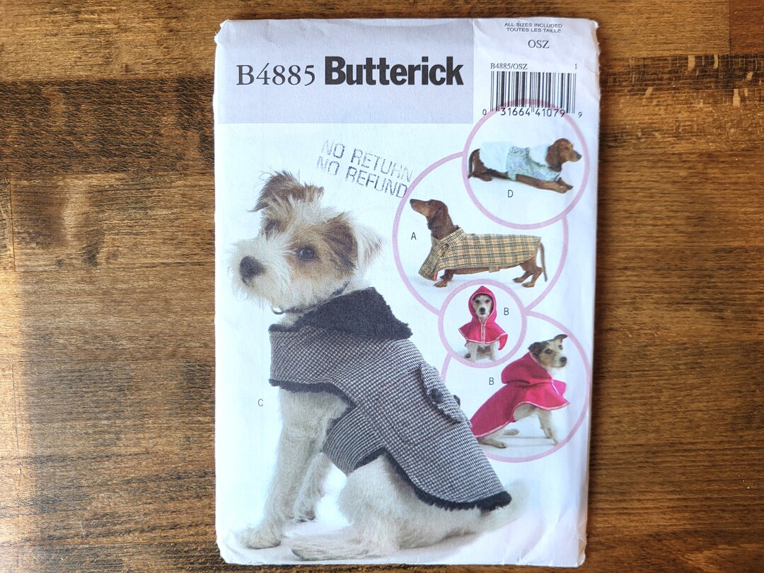 Butterick B4885 Dog Jacket Sewing Pattern Dog Coat Pattern Etsy