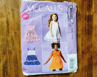 McCall's M6685 Girls Dress Pattern, Girls Summer Dress Pattern, Girls Communion Dress, Flower Girl Dress Pattern, Birthday Dress *Size 3-6*