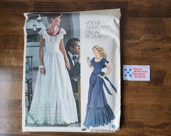 Vintage Vogue 1043 Oscar de la Renta Sewing Pattern, 70s Dress Pattern, 70s Wedding Dress Pattern, Summer Dress Pattern *Size 12* 1974 UNCUT