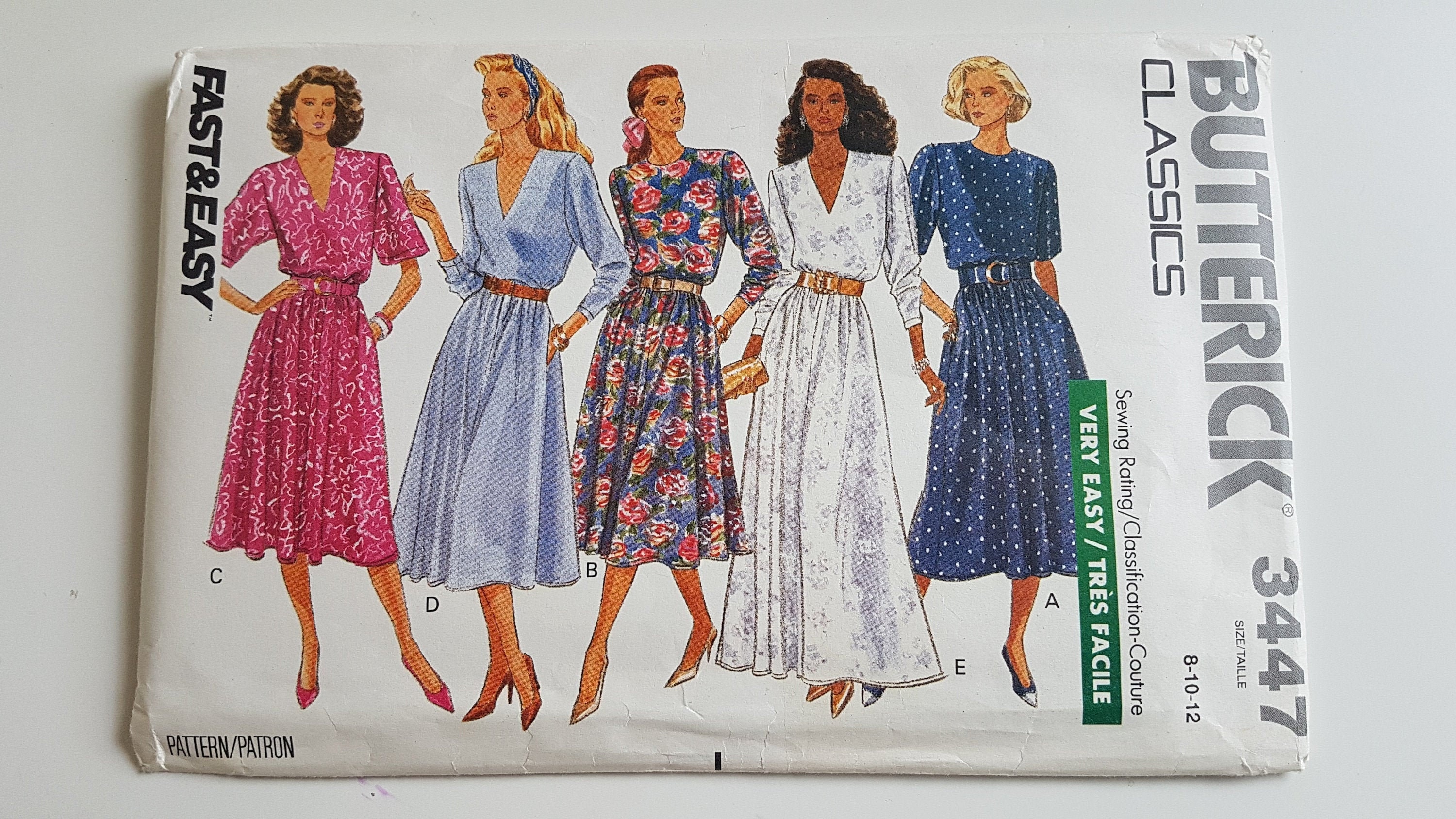 Butterick 3447 Womens Dress Pattern 80s Dress Pattern Long Dress Pattern Summer Dress Pattern Casual Dress size 8 10 12 UNCUT 1989 Etsy Denmark