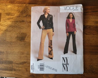 Vogue 2679 NYNY Collection, Womens Blouse Pattern, Womens Pants Pattern, Flared Pants Pattern, Leather Pants Pattern *Size 8-12* UNCUT