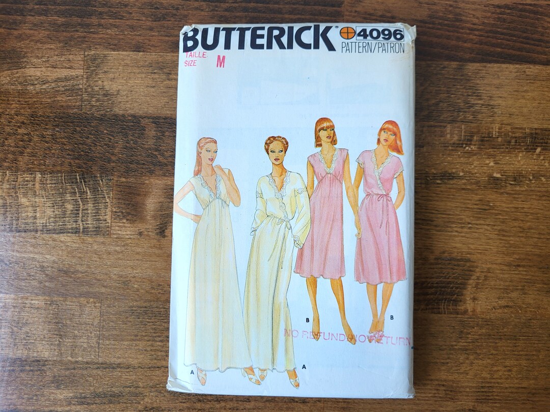 Butterick 4096 Womens Bathrobe Pattern, Womens Nightgown Pattern