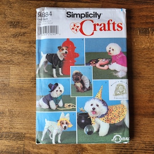 Simplicity 9884 Dog Costume Sewing Pattern, Dog Cowboy Costume, Dog Clown Costume, Dog Goldilocks Costume, Dog Tutu Pattern *7lbs to 31lbs*