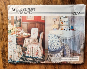 Vogue 2374 Home Decor Sewing Pattern, Chair Covers Sewing Pattern, Folding Chair Cover Pattern, Brewer Chair Cover, Ladder Chair Cover UNCUT