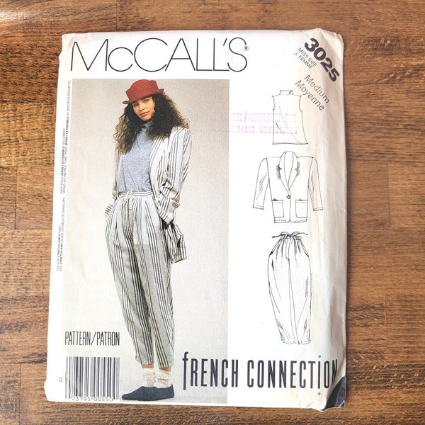 McCall’s 3025 Womens Blazer Pattern, Womens Drawstring Pants, Sleeveless Top Pattern, 80s Womens Fashion Sewing, French Connection *Size M*