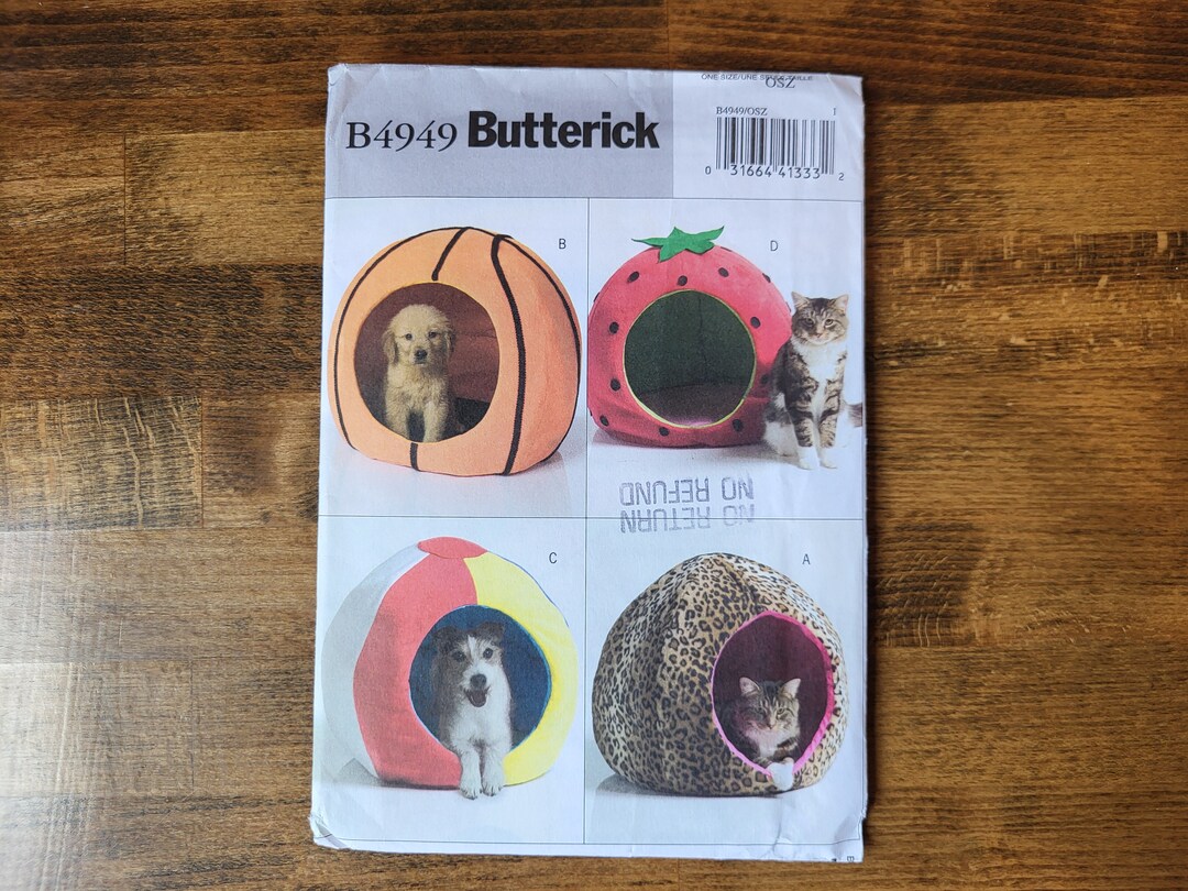 Butterick B4949 Pet Beds Sewing Pattern, Enclosed Pet Bed Pattern
