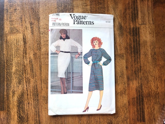Vogue 7746 Womens Dress Pattern, Loose-fitting Dress Pattern, Straight Dress  Pattern, 80s Dress Pattern, Belted Dress *size 12* UNCUT - Etsy