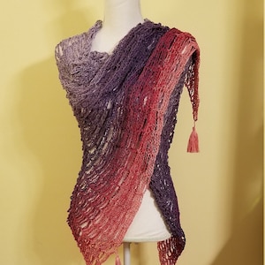 Handmade Crochet Ombre Spiderweb Shawl in Parfait