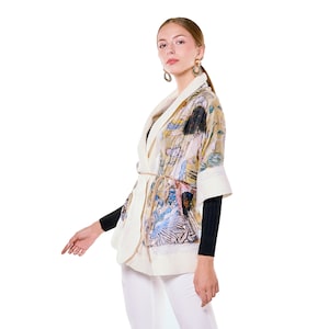 Wool Shawl, Silk Scarf, Prayer Shawl, Silk Head Scarf, White Gustav Klimt, Long Silk Scarf