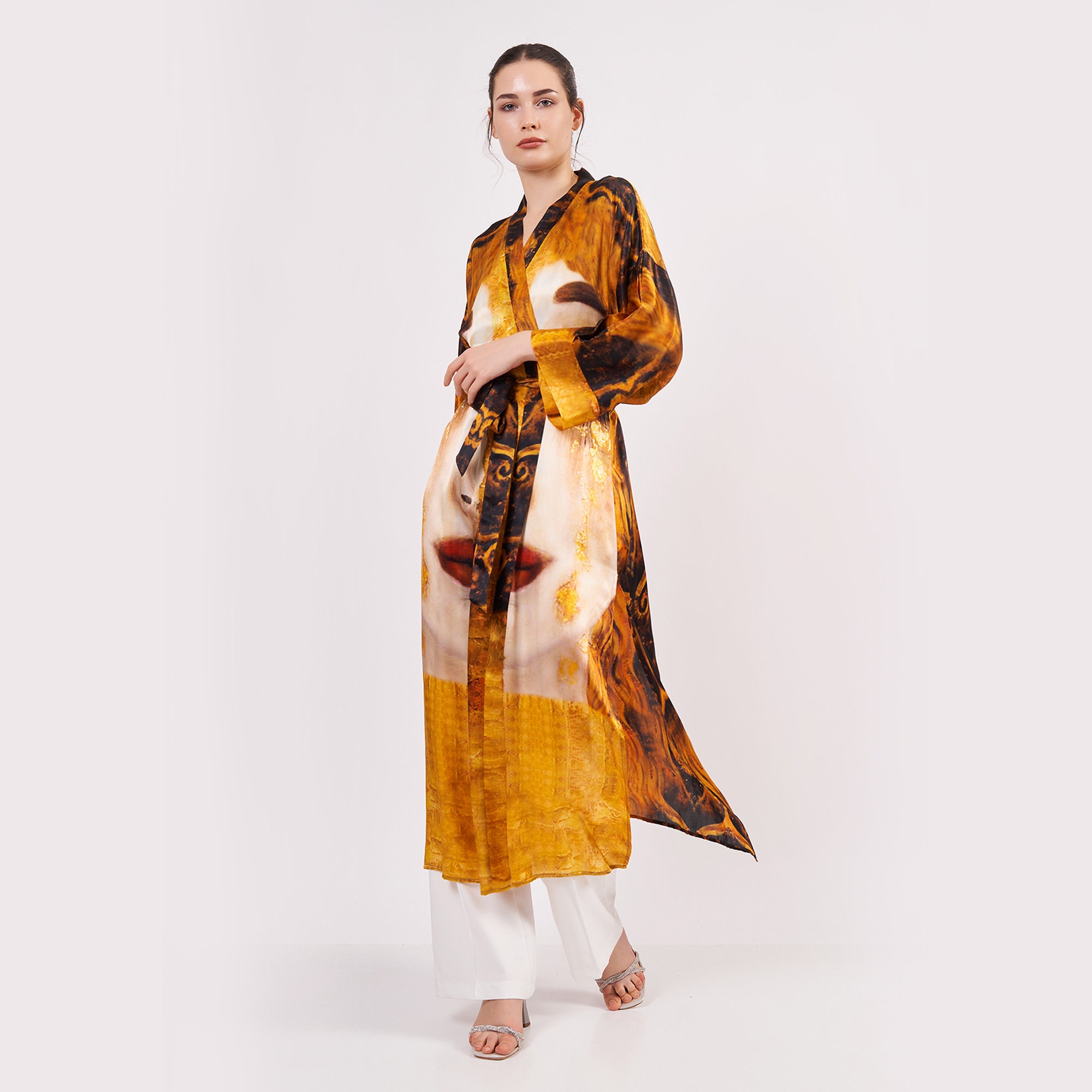 Silk Maxi Kimono Kaftan Freya's Tears Oversized Long Kimono Robe ...