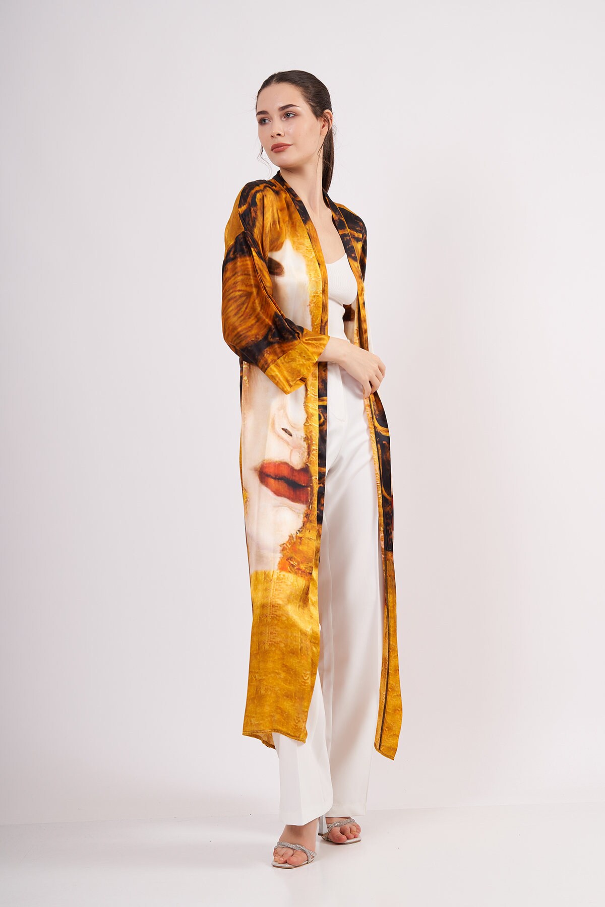 Silk Maxi Kimono Kaftan Freya's Tears Oversized Long Kimono Robe ...