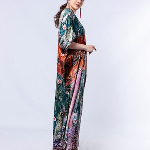 Full Lenght Silk Dress Maxi Size Caftan Silk Slip Dress Kaftan Beach Wear Silk Dress Womens Silk Kaftan Long Silk Caftan image 3