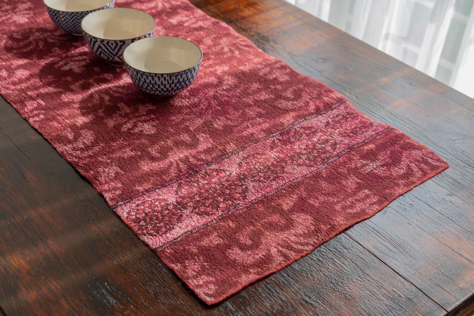 Tablecloth Wool Silk Runner 26 merino wool felt art ikat Etsy