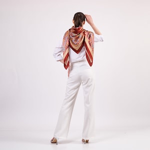 Large Size Silk Scarf Shawl Big Size Wrap High Quality Pure Silk Paisley 2 Shawl Elegant Women Silk Shawl image 4