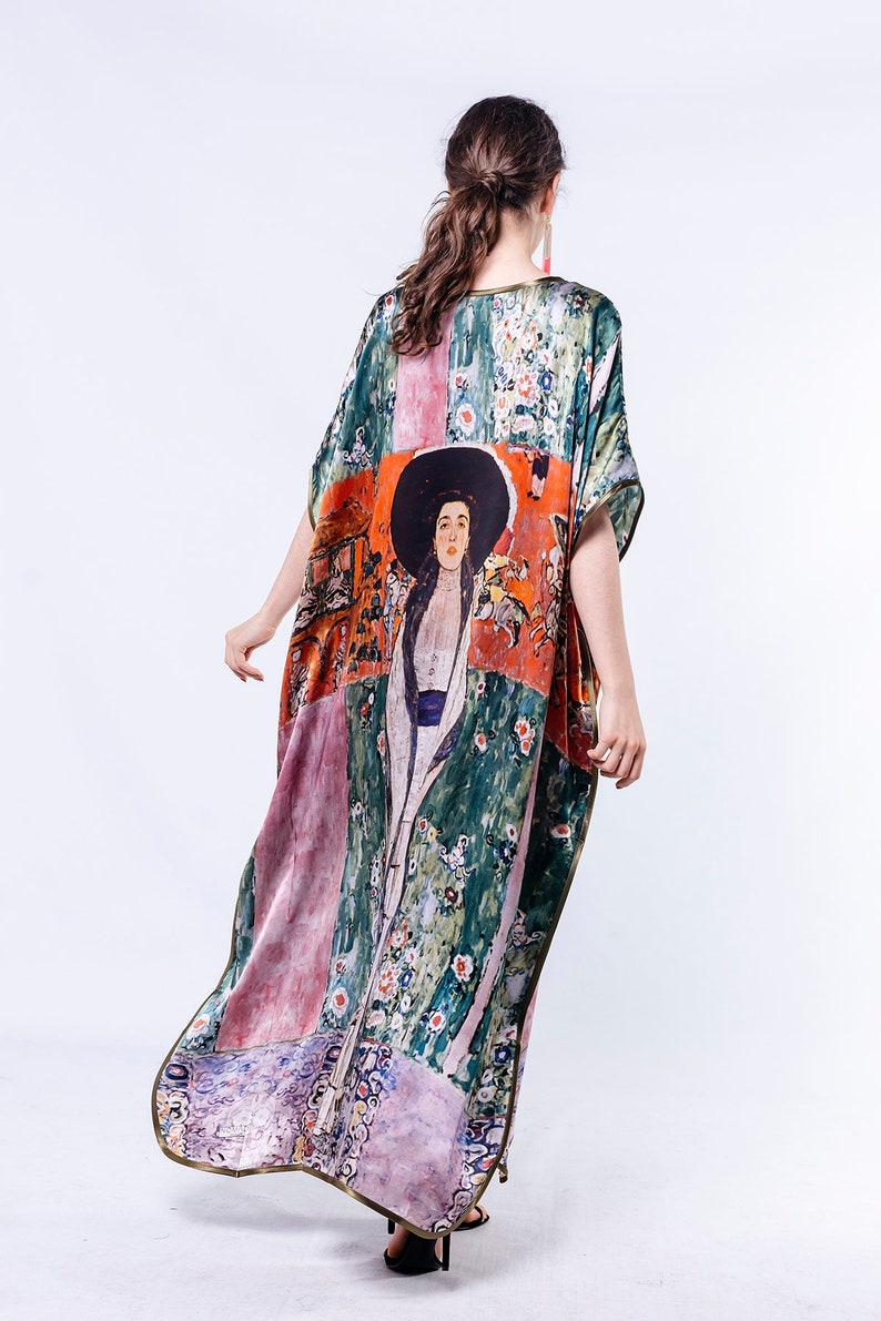Full Lenght Silk Dress Maxi Size Caftan Silk Slip Dress Kaftan Beach Wear Silk Dress Womens Silk Kaftan Long Silk Caftan image 4