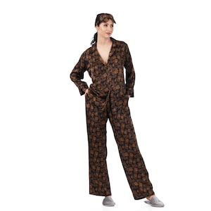 Silk Shirt&Pants Set-Pajamas, Black Silk Pajamas, %100 Silk Bridemaids Pyjamas, Silk Pants, Silk Blouse, Mothers Day Gift, Gift for Her