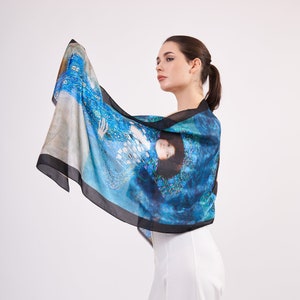 Pure Silk Scarf Wrap | Gustav Klimt Emilie Floge | 6 Momme Mulberry Silk Headband, Bag Accessory