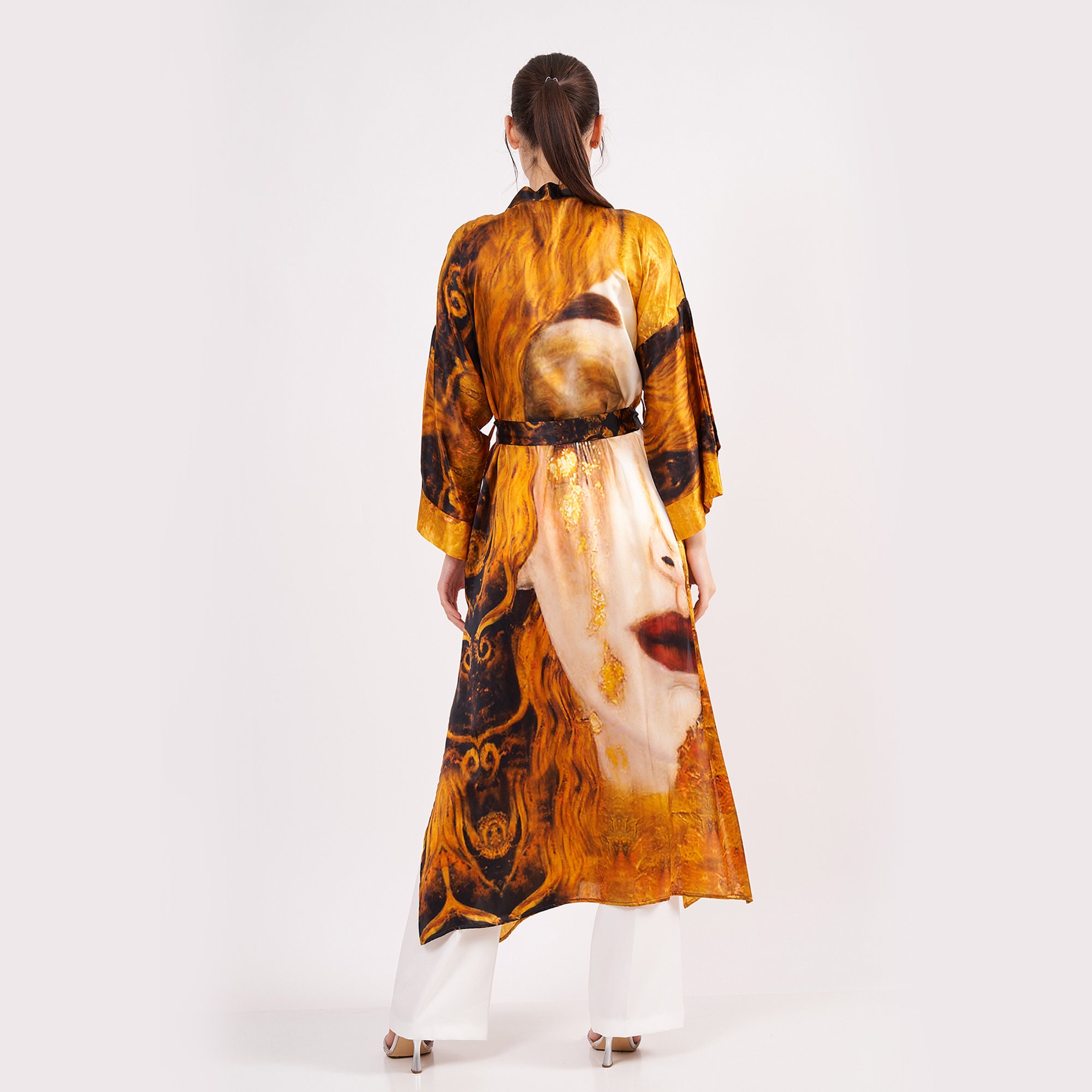 Silk Maxi Kimono Kaftan Freya's Tears Oversized Long Kimono Robe ...