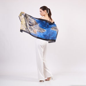 Pure Silk Scarf Wrap | Van Gogh Church at Auvers | 6 Momme Mulberry Silk Headband, Bag Accessory