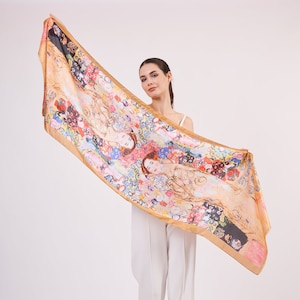 Pure Silk Scarf Wrap | Gustav Klimt Maria Munk | 6 Momme Mulberry Silk Headband, Bag Accessory